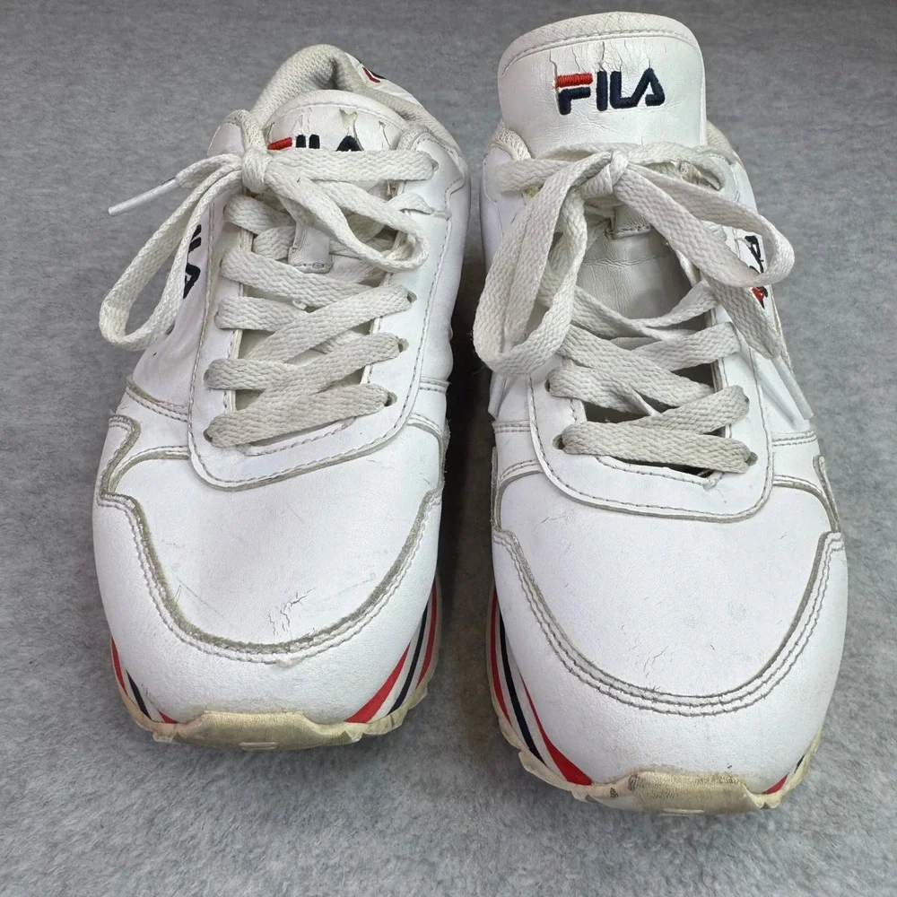 Fila Women 5.5 Disruptor Platform Sneakers White Navy Red Striped 5RM01052-125‎